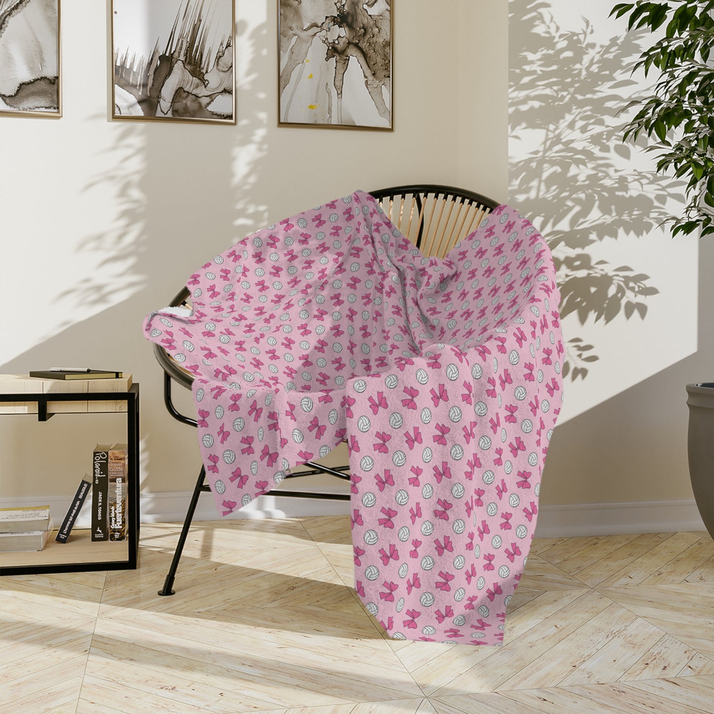 Volleyballs and Bows Velveteen Microfiber Blanket