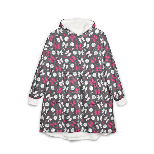 Cozy Volleyball with bows Hooded Blanket, Soft Wearable Throw, Great for Campouts, Movie Nights, Stay-at-Home Comfort, Birthday Gift