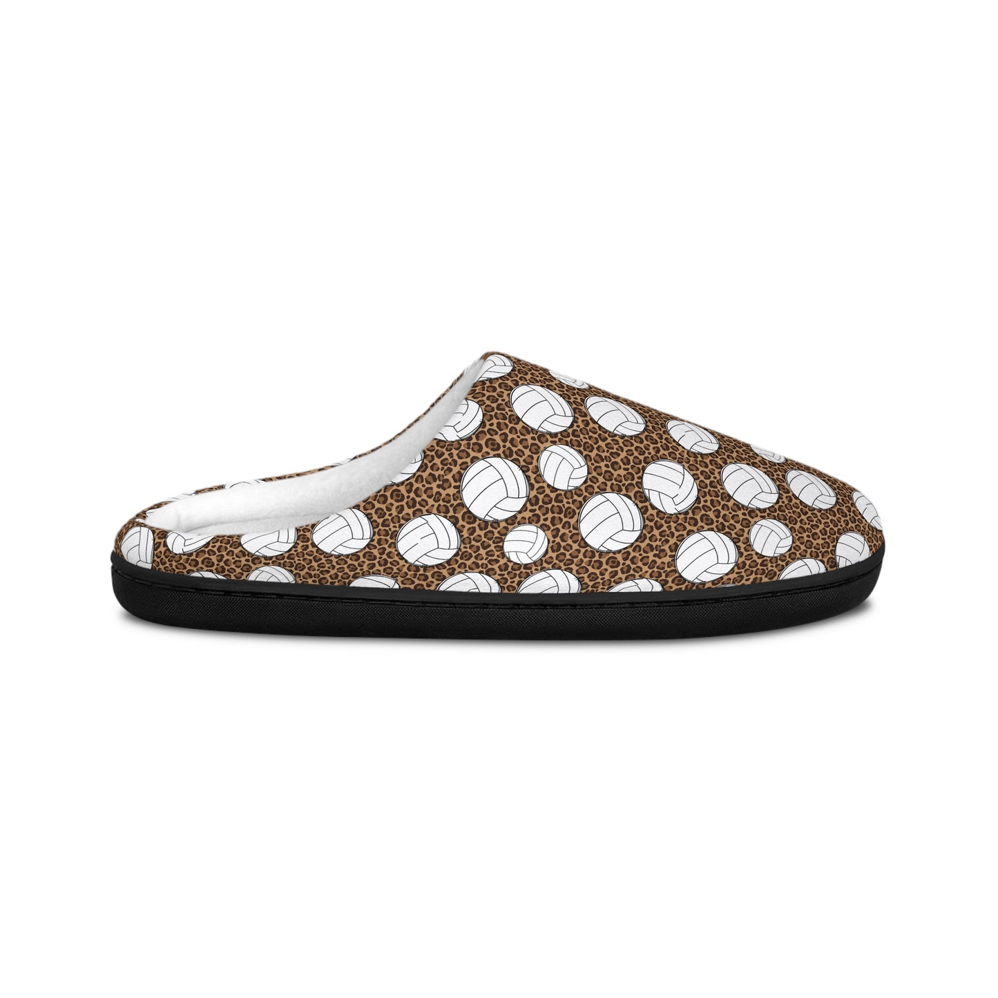 Cozy Leopard Cheetah Volleyball Pattern Women's Indoor Slippers | Cute Slippers for Home, Gifts for Sports Lovers, Casual Footwear, Volleyball Fan Gift
